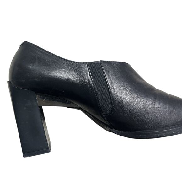 Nando Muzi Shoes Womens Black Leather Square Toe Block Heels 36 6 Italy - Picture 4 of 10